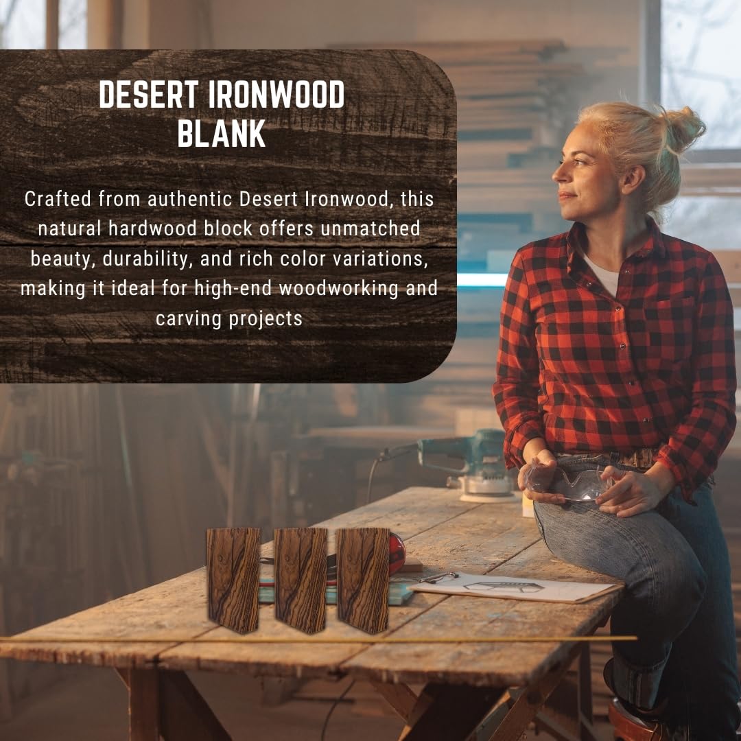 IECAP LLC Desert Ironwood Blank 1 Pack – Exotic Wood Block for Woodworking, Wood Carving, Turning Blanks, and DIY Crafts - Natural Hardwood Lumber – Handle Scales, Woodturning Blanks 5 x 3 x 1 Inches IECAP LLC