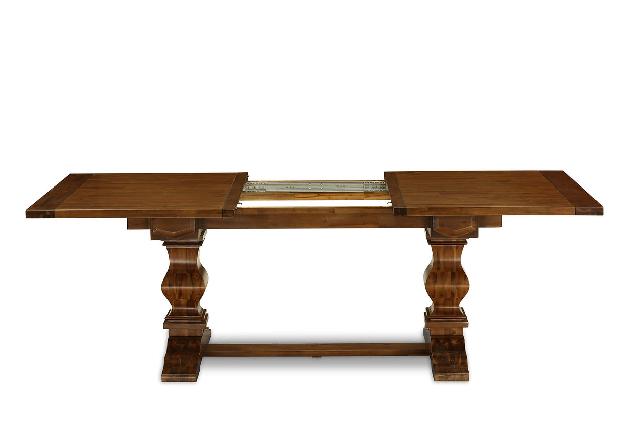 East West Furniture LAVE9-88-04 9 Piece Kitchen Table & Chairs Set Includes a Rectangle Dining Table with Removable Leaf and 8 Light Tan Linen Fabric Parson Chairs, 42x92 Inch, Walnut East West Furniture