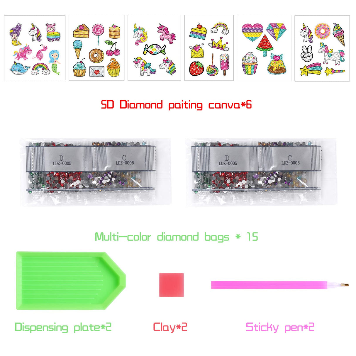 MEIEST 5D Diamond Art Painting Stickers Kits for Kids and Adult Beginners,Fun DIY Unicorn and Ice-Cream Mosaic Stickers by Numbers Kits,Creative Arts and Crafts Set and Handmade Gift MEIEST