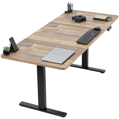VIVO Electric 71 x 30 in Standing Desk, Memory Height Adjustment, 1B Series, Reclaimed Wood Top Black Frame, DESK-KIT-1B7P