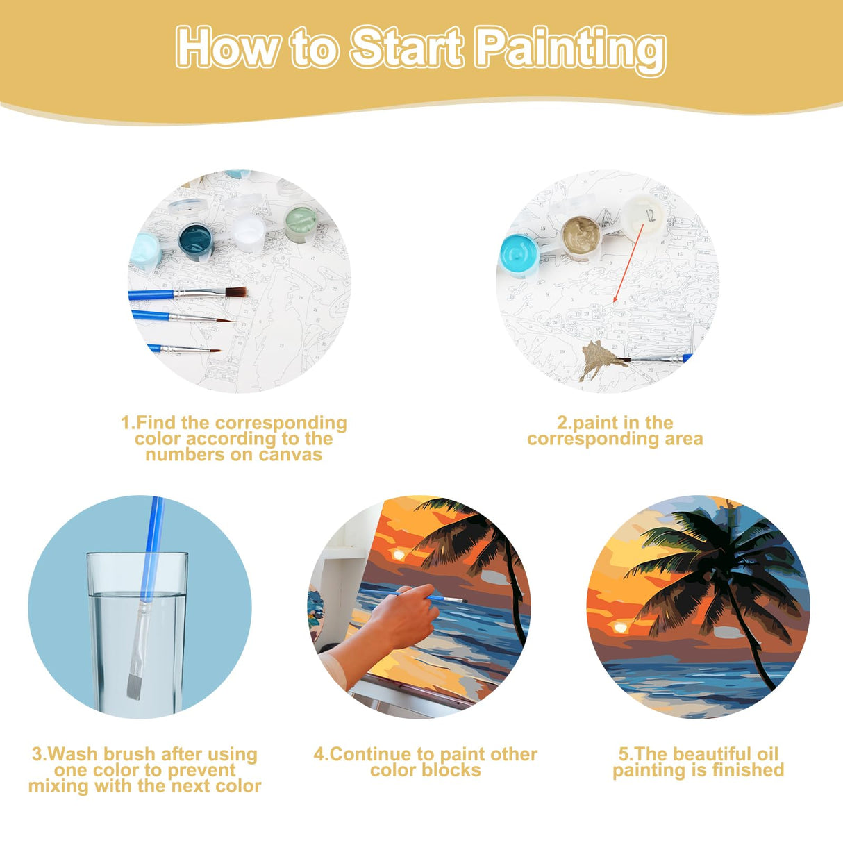 SENQAO Sunset Beach Paint by Number for Adults Framed Canvas, DIY Arts and Crafts for Adults Beginner with Wooden Easel, Paint Brushes, Acrylic Paint Set for Home Wall Decor 12x16inch SENQAO