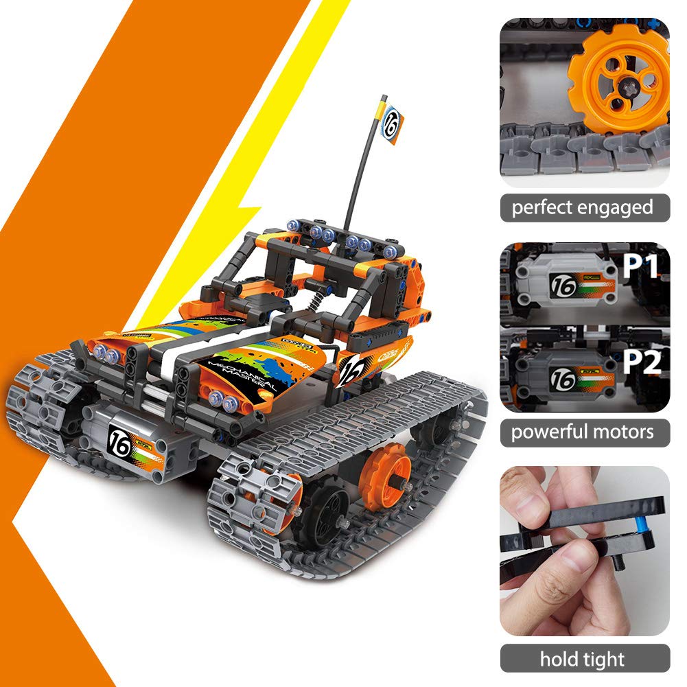 3-in-1 STEM Remote Control Building Kits - Tracked Car/Robot/Tank - 2.4Ghz Rechargeable RC Racer Toy Set Gift for 8-12 14 Year Old Boys and Girls Best Engineering Science Learning Kit for Kids 392pcs morwant