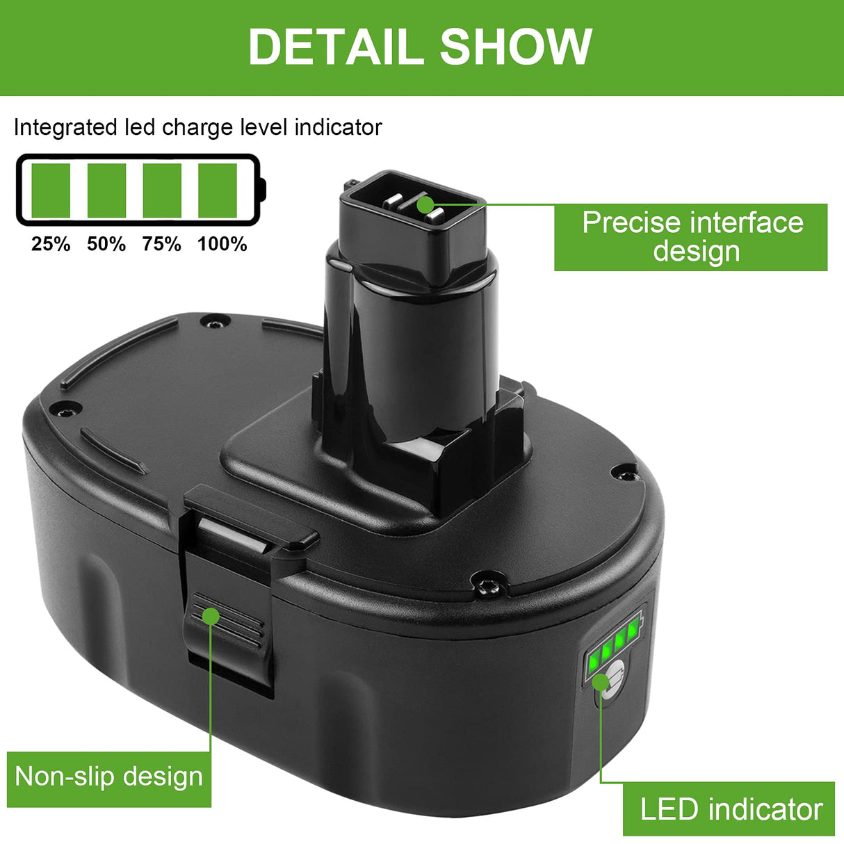 Labtec DC9096 18V 6000mAh Lithium Battery Replacement for DeWalt 18V XRP DC9096 DC9098 DC9099 DE9038 DE9095 DE9096 DW9095 DW9096 DW9098 Cordless Power Tools Labtec