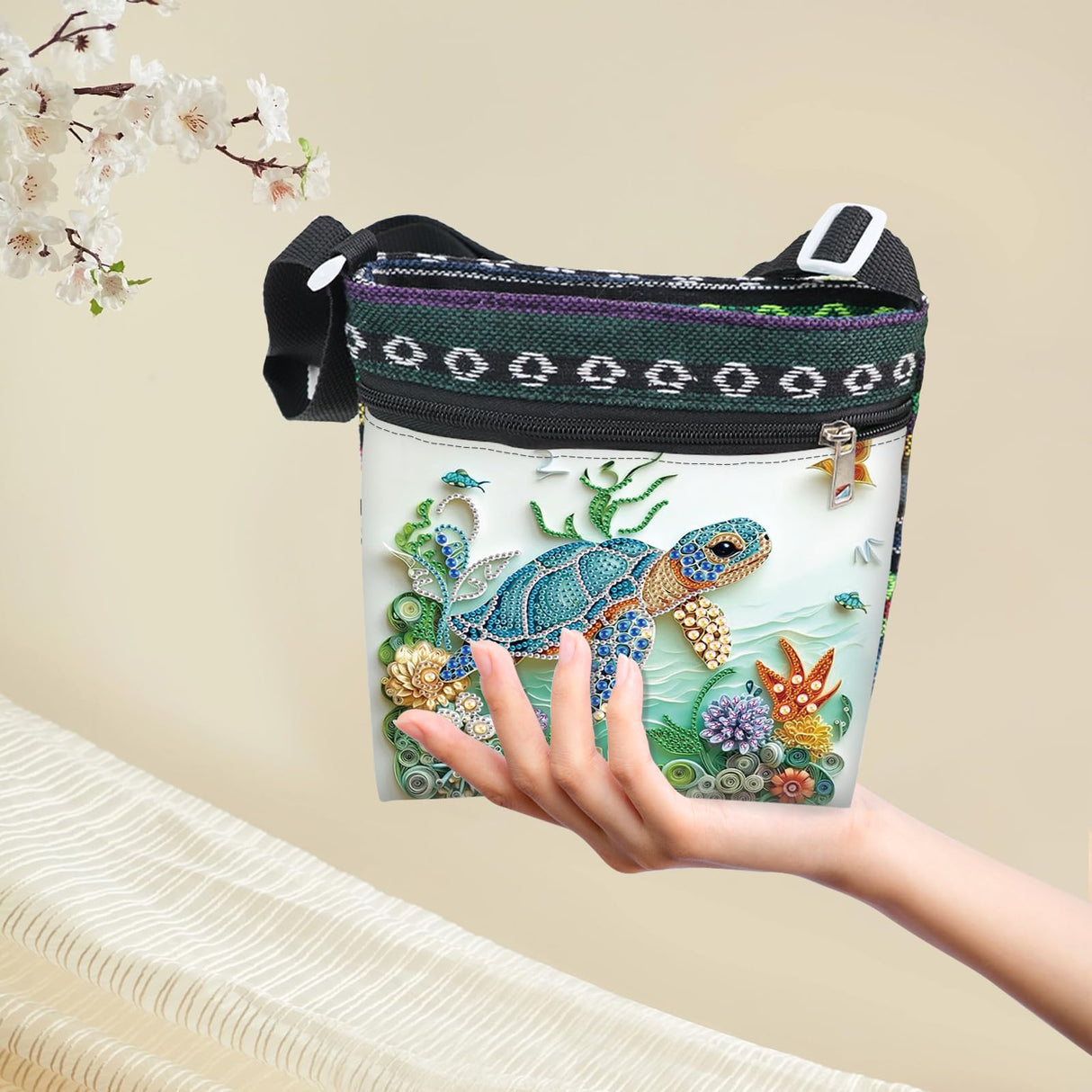 5D Diamond Painting Shoulder Bag – DIY Sea Turtle Design with Special Shaped Crystals, Partial Drill Diamond Art Bag Craft Kit for Adults, Stylish Handmade Crossbody Tote for Everyday Use & Gifts antor