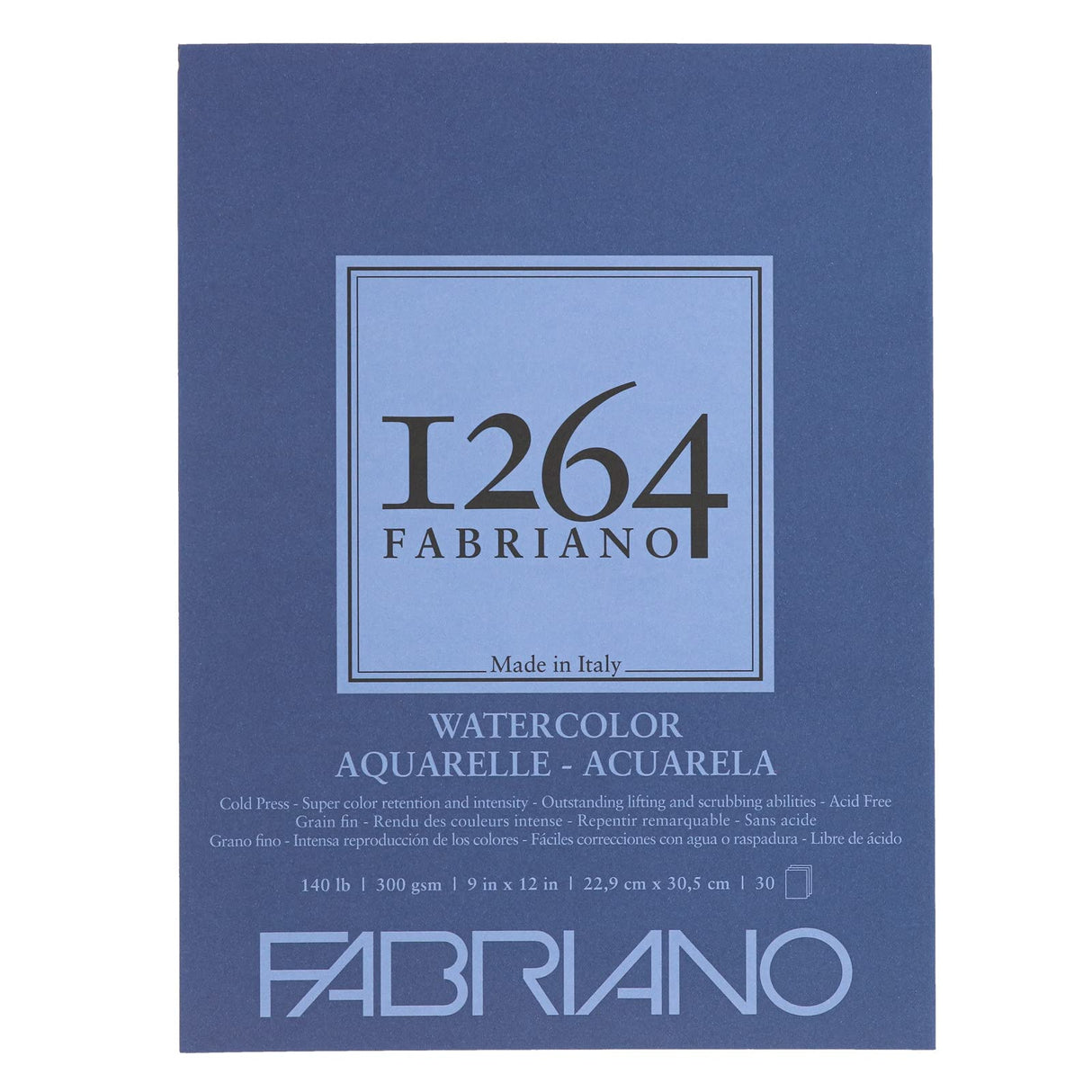 Fabriano 1264 Watercolor Pad, 9 x 12, Bright White Fabriano