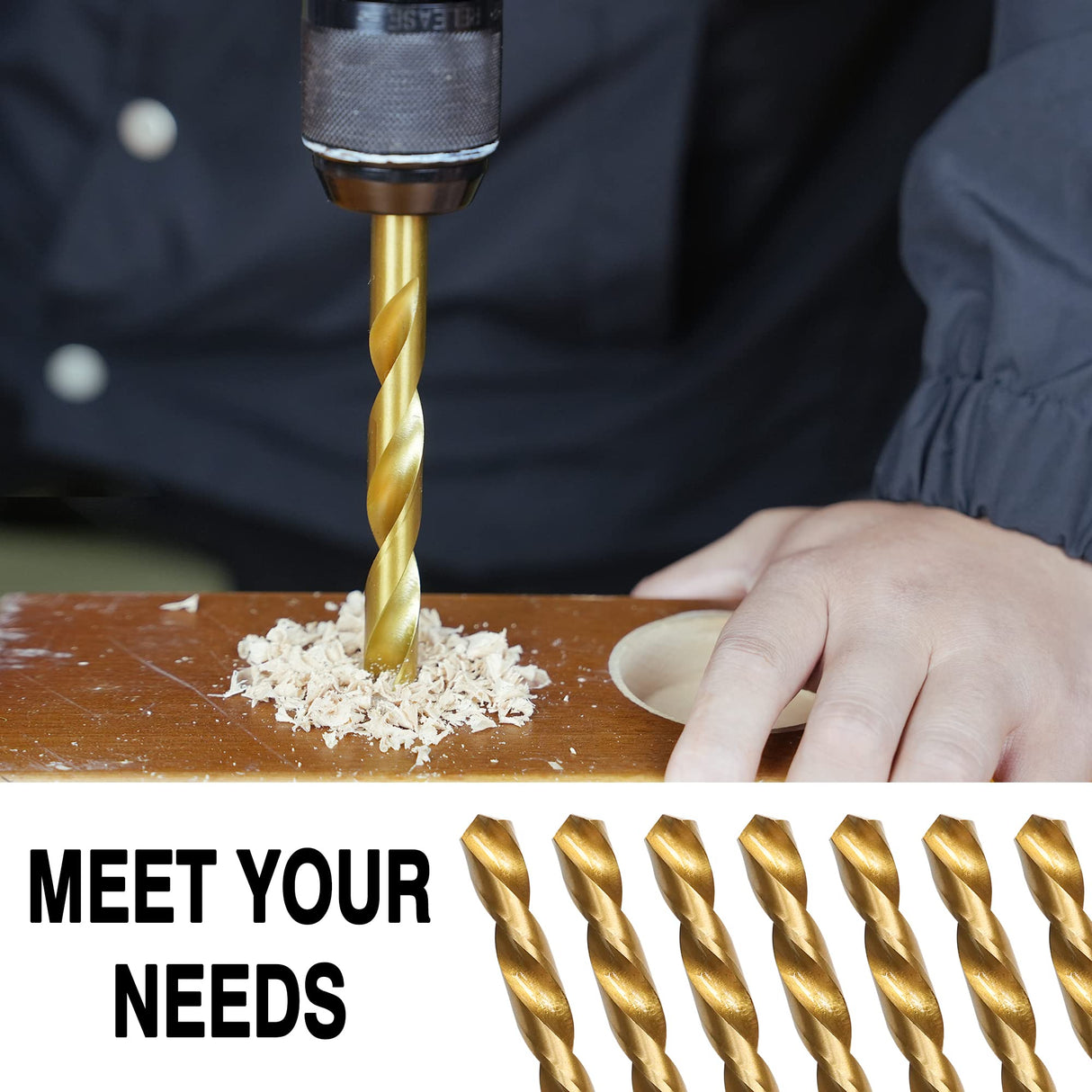 GMTOOLS 99 Pcs Drill Bit Set, 135° Tip Titanium Coated High Speed Steel, Twist Drill Bit Kit for Iron, Aluminum Alloy, Copper, Wood, Plastic, with Hard Storage 1/16"-3/8" GMTOOLS