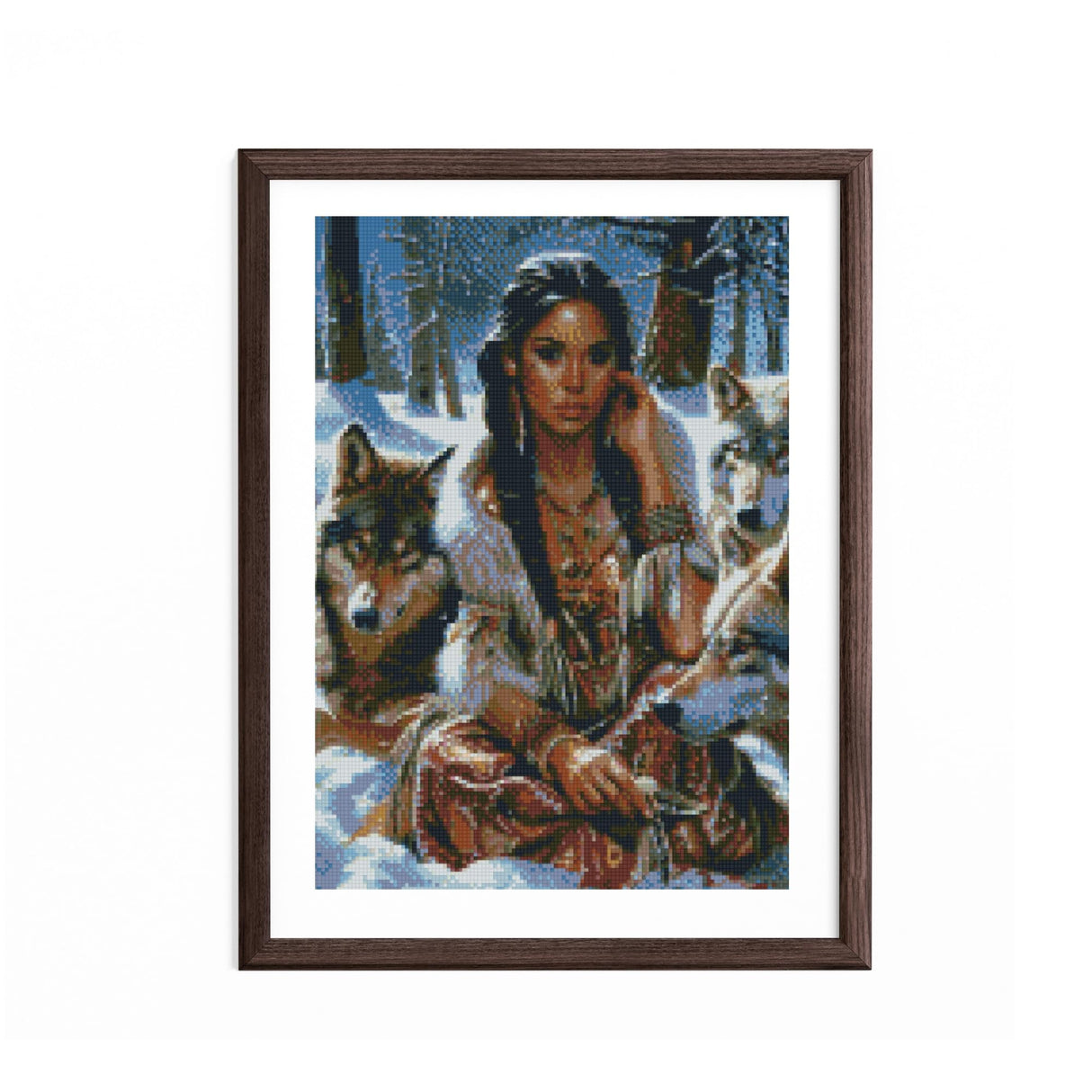 5D Diamond Art Painting by Number Kits for Adults American Native Indian Woman and Wolf DIY Paint with Full Drill Round Diamond Gems Painting Art Craft for Home Wall Decor 11.8x15.8in(10) Generic