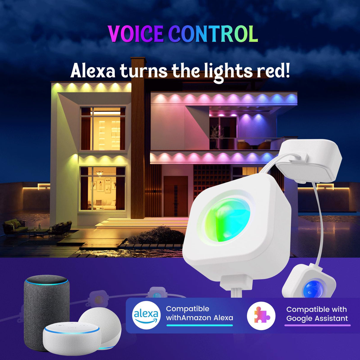 Permanent Outdoor Lights, 150FT RGB Outdoor Lights for House Decor, Smart Eaves Lighting, Extendable LED Strip with IP67 Waterproof, Music Sync, APP/Voice/Remote Control, Alexa/Google Compatible Fitop