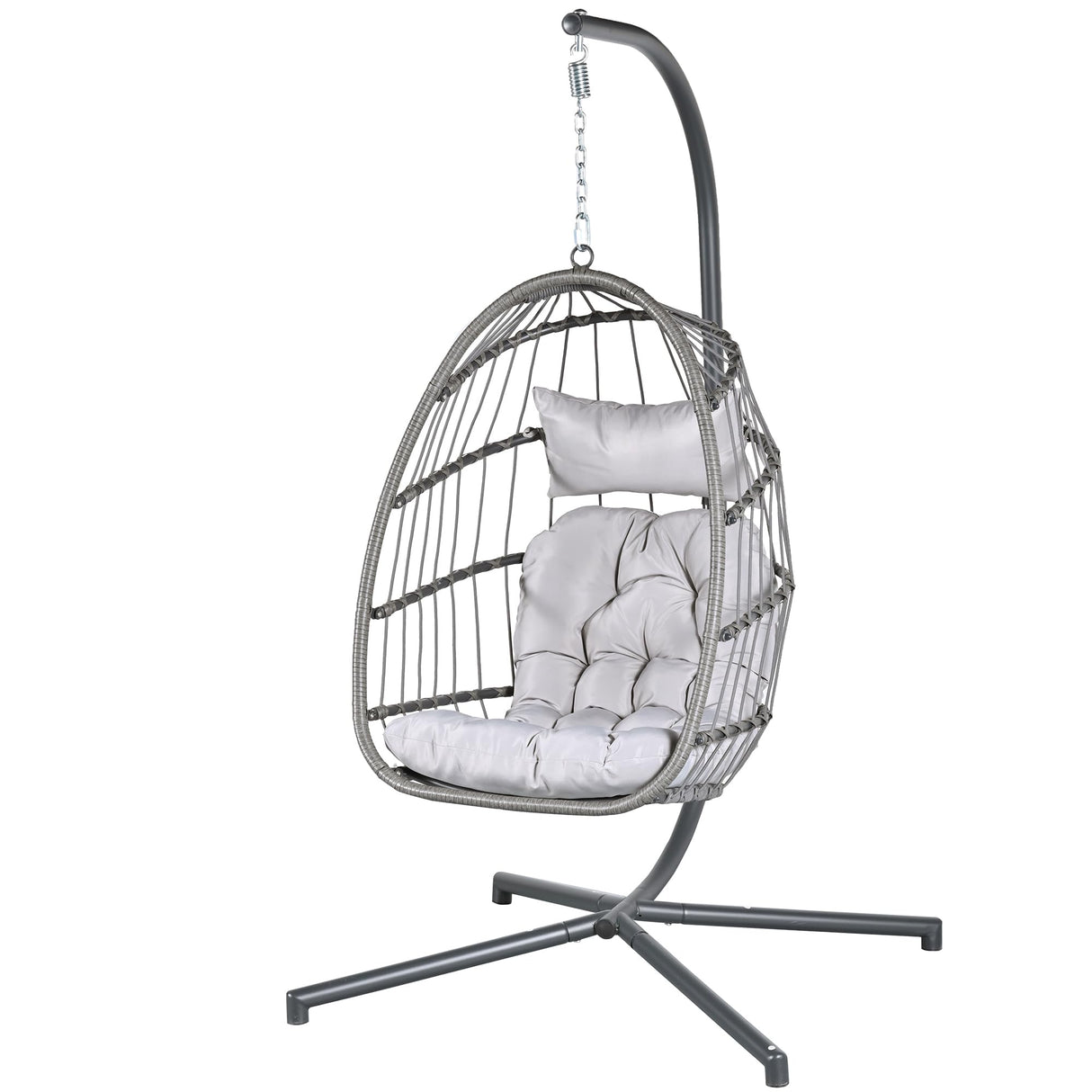 Econohome Hanging Egg Chair with Stand - Indoor/Outdoor Swing Hammock Chair with Plush, Washable Cushions, 350LBS Capacity, Ideal for Relaxation in Bedrooms, Balconies, Gardens, and Patios EconoHome