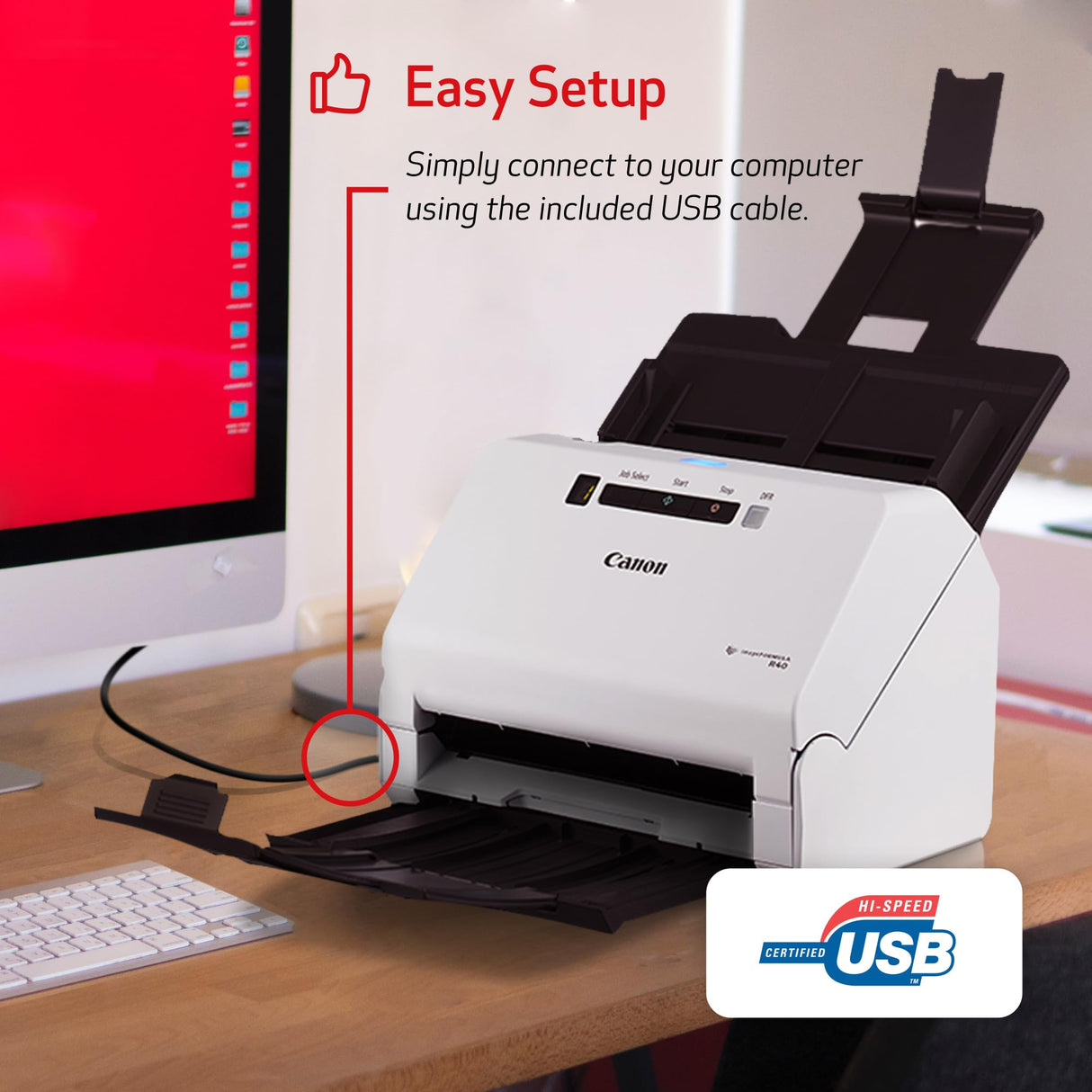 Canon imageFORMULA R40 - Office Document Scanner, Windows and Mac, Duplex Scanning, Easy Setup, Scans a Wide Variety of Documents, Scans to Cloud Canon