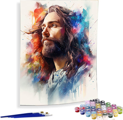 Diymood Paint by Numbers for Adults Jesus, DIY Oil Painting Christ Acrylic Paint by Number Kits for Kids Adults Beginner for Home Wall Decor 16x20 inch