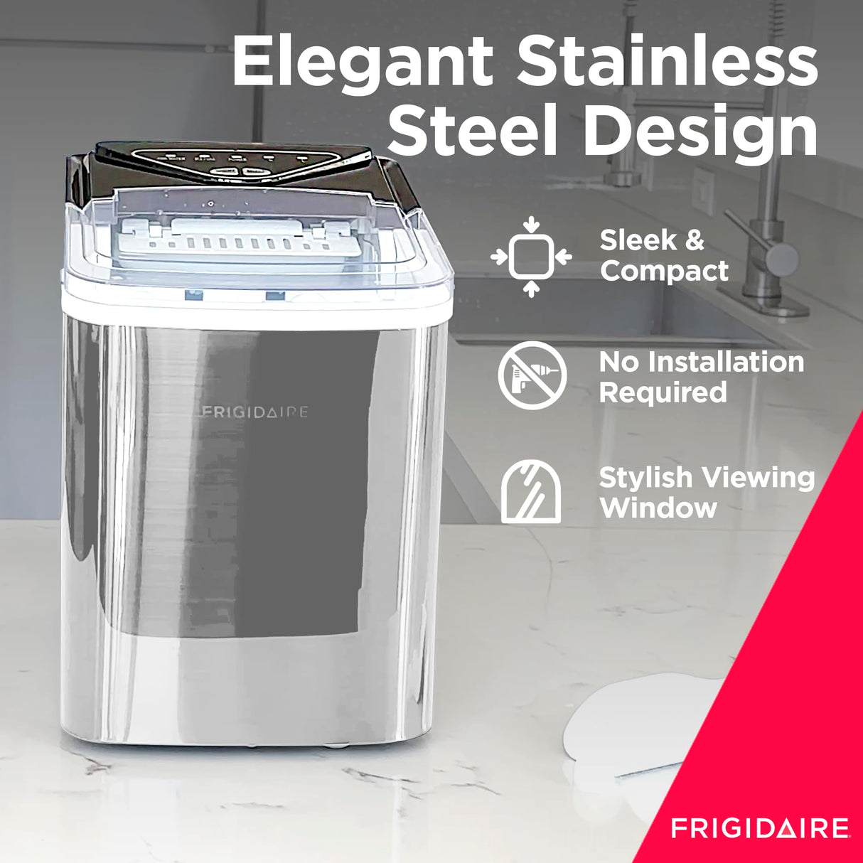 Frigidaire EFIC123-SS Counter Top Maker, Produces 26 pounds Ice per Day, Stainless Steel Frigidaire