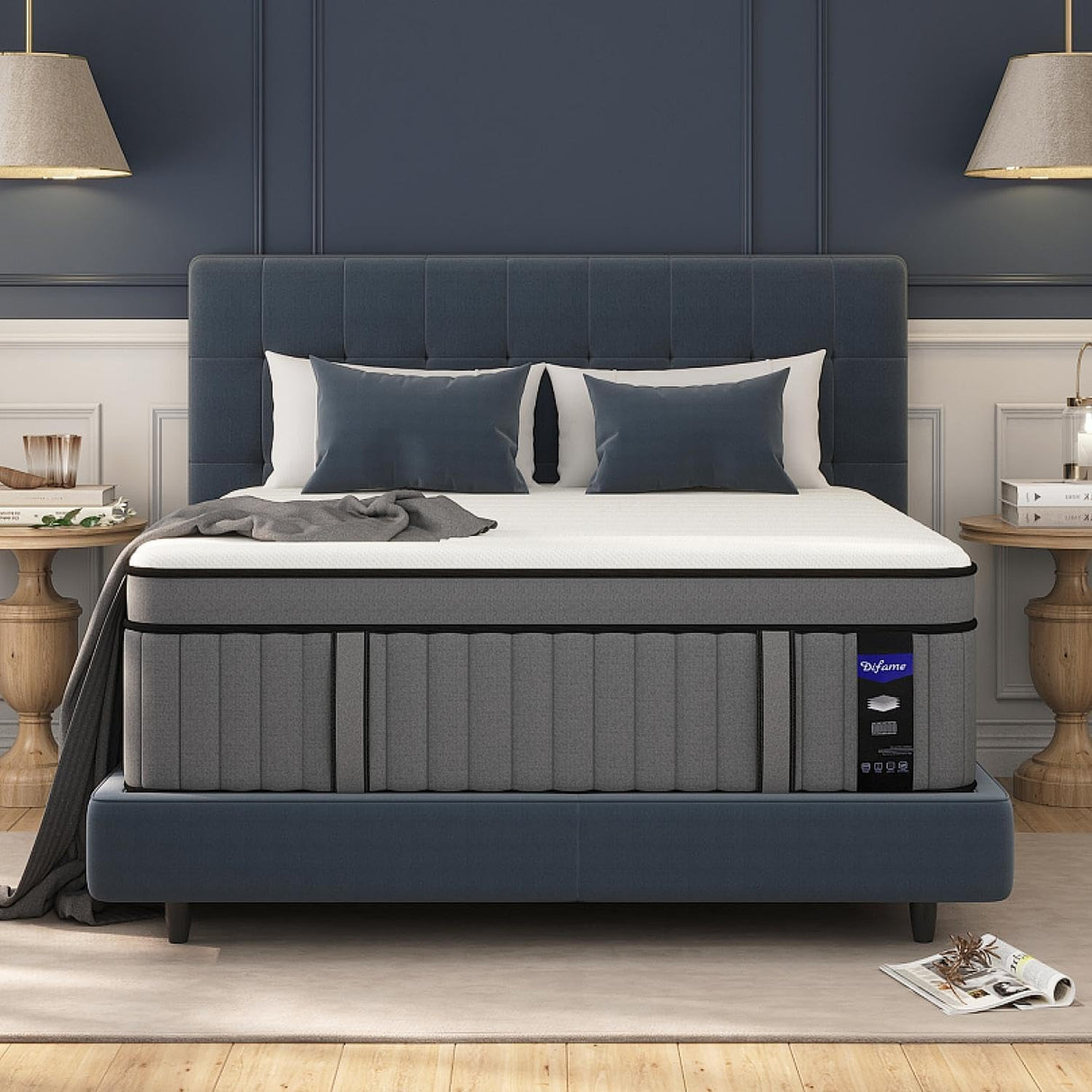 DIFAME Queen Size Mattress 16 Inch, Gel Memory Foam Hybrid Firm Queen Bed Mattress in a Box with Independent Pocket Spring, Pressure & Back Pain Relief, Edge Support, 100-Night Trial, CertiPUR-US DIFAME