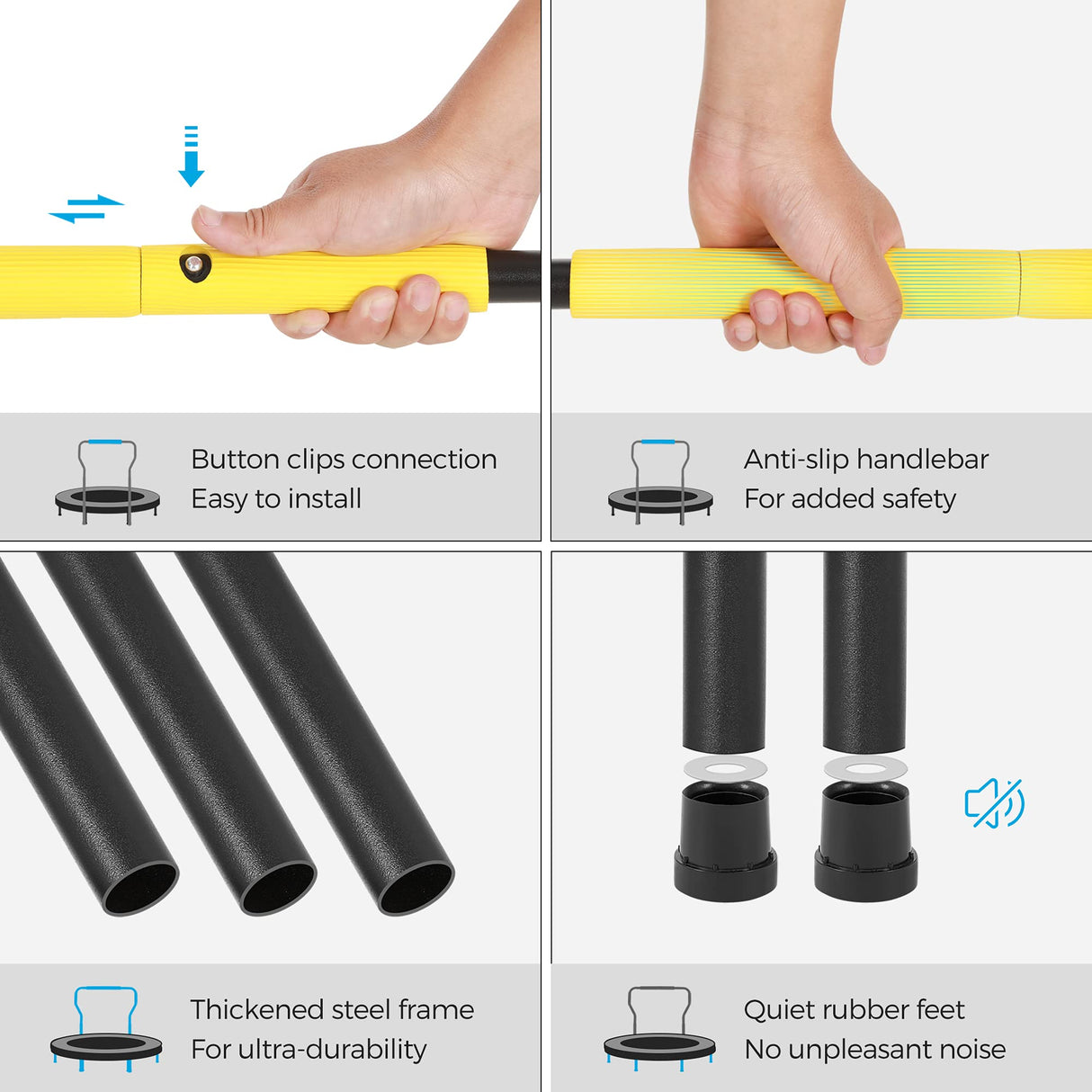 SONGMICS Trampoline for Kids, 3ft Mini Trampoline with Handlebar, Toddler Trampoline for Indoor and Outdoor, Max. Load 220 lb, Blue USTR036Q01 SONGMICS