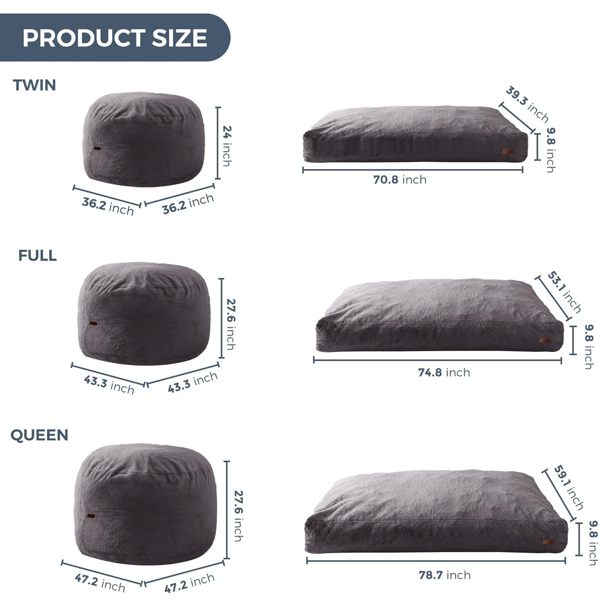 MAXYOYO Giant Bean Bag Chair Bed for Adults, Convertible Beanbag Folds from Lazy Chair to Floor Mattress Bed, Large Floor Sofa Couch, Big Sofa Bed, High-Density Foam Filling, Machine Washable MAXYOYO