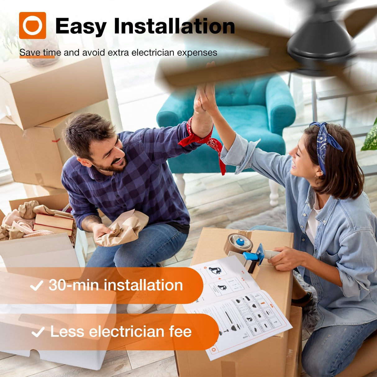 addlon Ceiling Fans with Lights, 42 Inch Low Profile Ceiling Fan with Light and Remote Control, Flush Mount, Reversible, 3CCT, Dimmable, Quiet, Black Small Ceiling Fan for Bedroom Indoor/Outdoor Use addlon