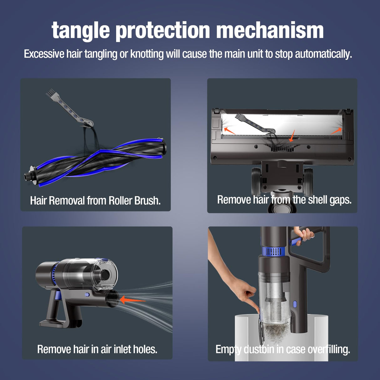 Cordless Vacuum Cleaner, 550W 45KPA 45 Mins Self-Standing Vacuum Cleaners for Home, Stick Vacuum with LED Touch Screen & Rechargeable 2500 mAh Battery, Handheld Vacuum for Pet Hair/Carpet/Floor KCLASO