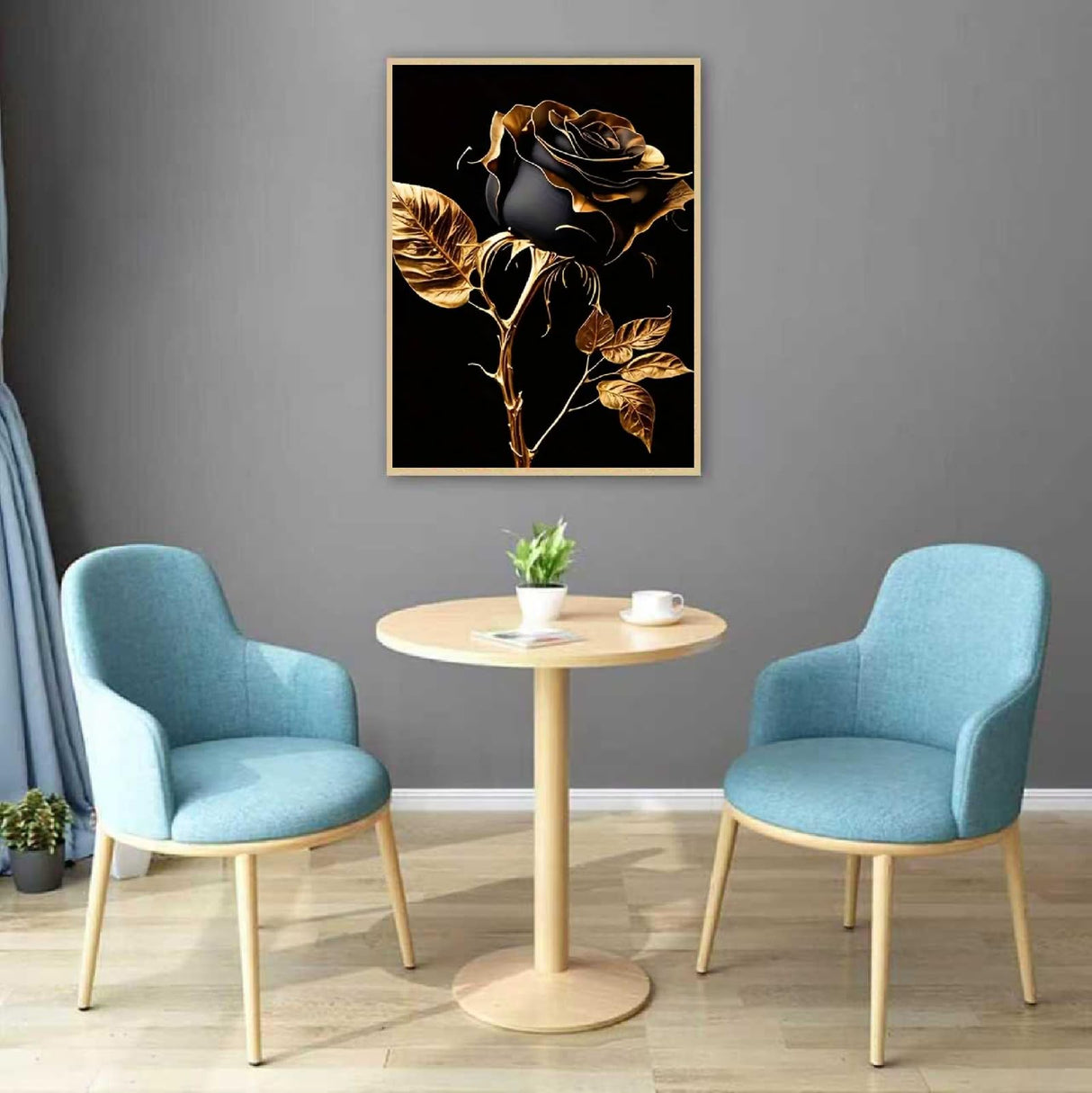 JFYHAB Rose Flower Diamond Art Kits for Adults,5D Full Round Drill Diamond Painting Kits for Beginners,DIY Glod Rose Diamond Dots Paintings Picture Arts Craft for Adults,Home Wall Decor 12 X 12Inch JFYHAB