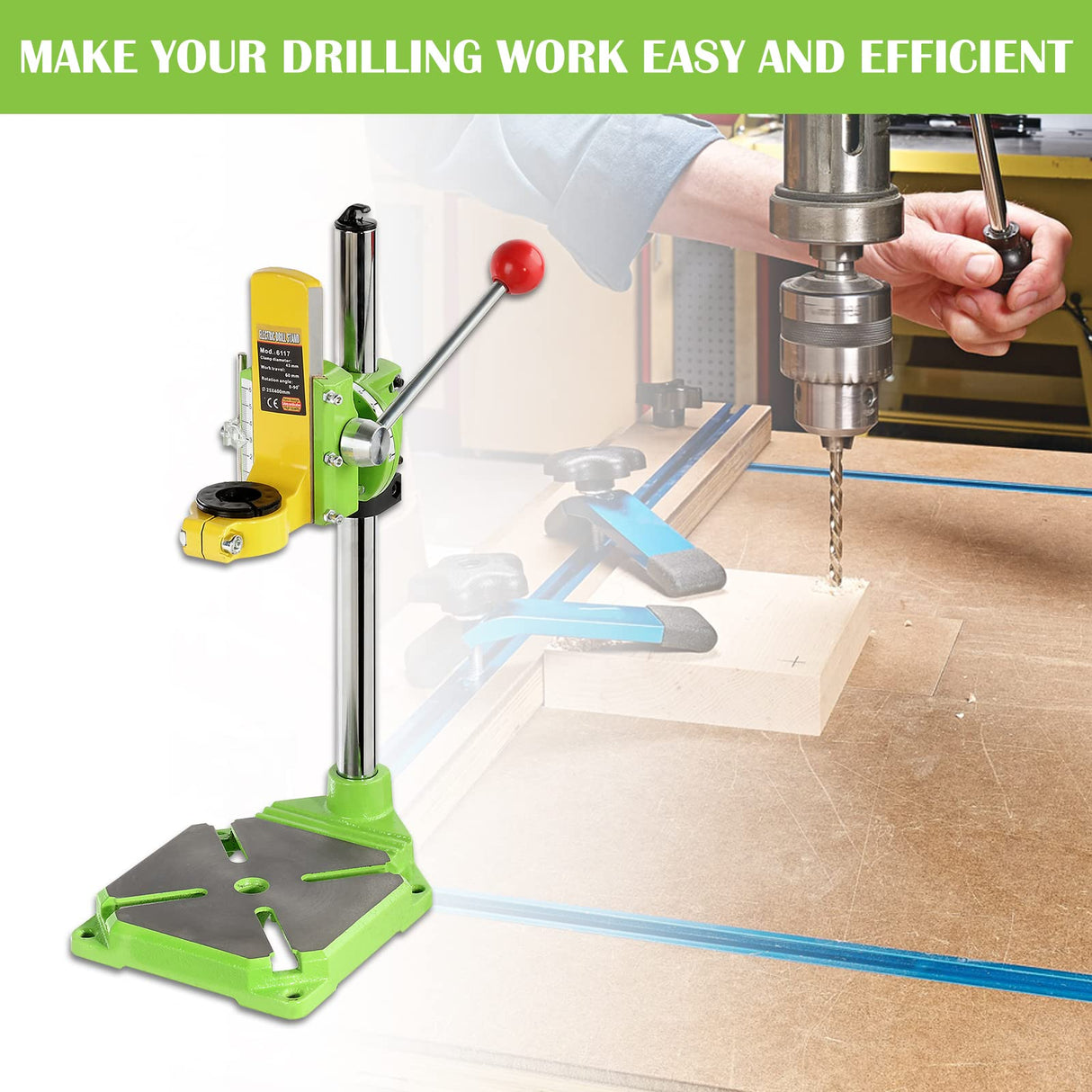 POWLAB Floor Drill Press stand Drill Press Work Station Stand Table Top Drill Press 90° Rotating Fixed Frame for Drill Workbench Repair Drill Press Table Only for Clamping Range 38mm-42mm POWLAB