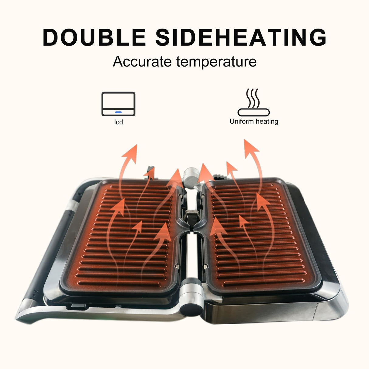 Panini Grill Press Sandwich Maker – Smokeless Indoor Grill with 2 Removable Ceramic Non-Stick Plates, 6 Cooking Functions, 1600W, 180° Reversible Grill Plate (Black) MOULIS