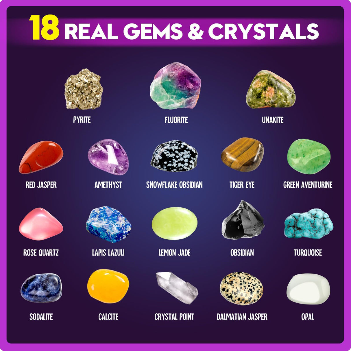 XXTOYS Gemstone Dig Kit - Dig Up 18 Real Gemstones and Crystals - Science Kits for Kids, STEM Toys for Age 6-8, Great Educational Geology Gifts for Boys & Girls Ages 5-7 XX