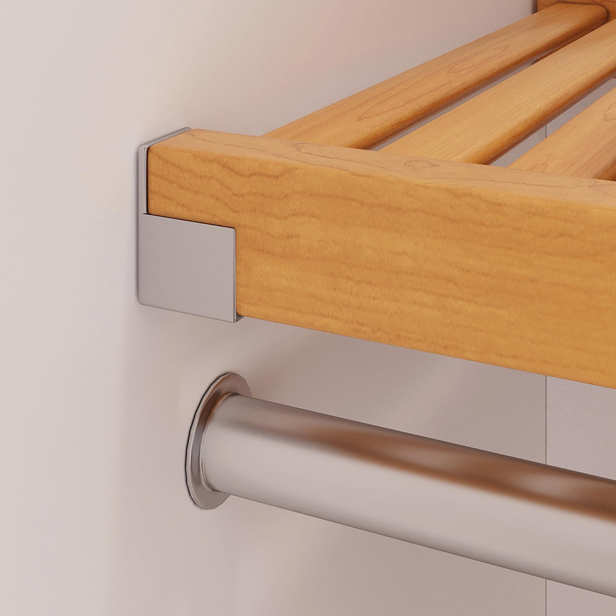 John Louis Home Solid Wood Walk-In Closet Organizer - 100% Real Wood Cut-to-Fit System with Adjustable Shelves, Metal Garment Bars & Ventilated Design for Custom Storage (Honey Maple) John Louis Home