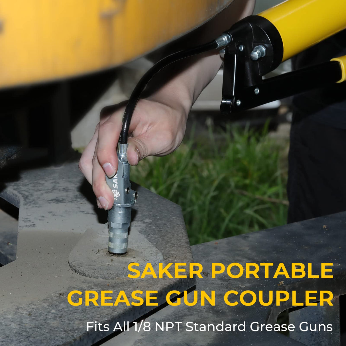 Saker Grease Gun Coupler-Upgrade to 14000 PSI,Duty Quick Release Grease Couplers,Compatible with All Grease Guns 1/8" NPT Fittings (1 PC) Saker