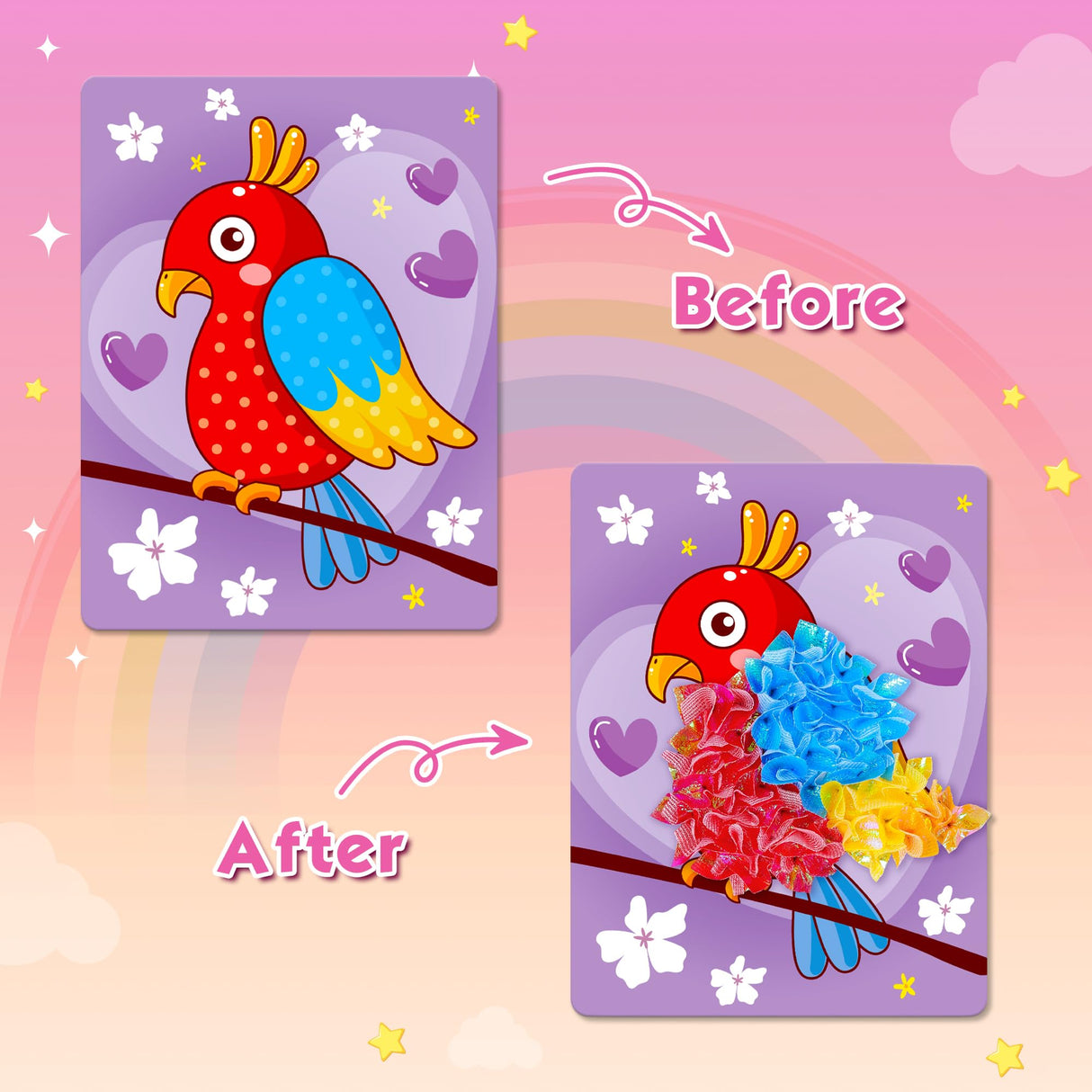 Poke Art Kit for Girls - No Mess Art Craft Activity, DIY Poke Hands Art for Kids, Creative Sensory Toy Set, Birthday Xmas Gifts for Ages 3 4 5 6-8 Year Old Girls Toys Beauwow