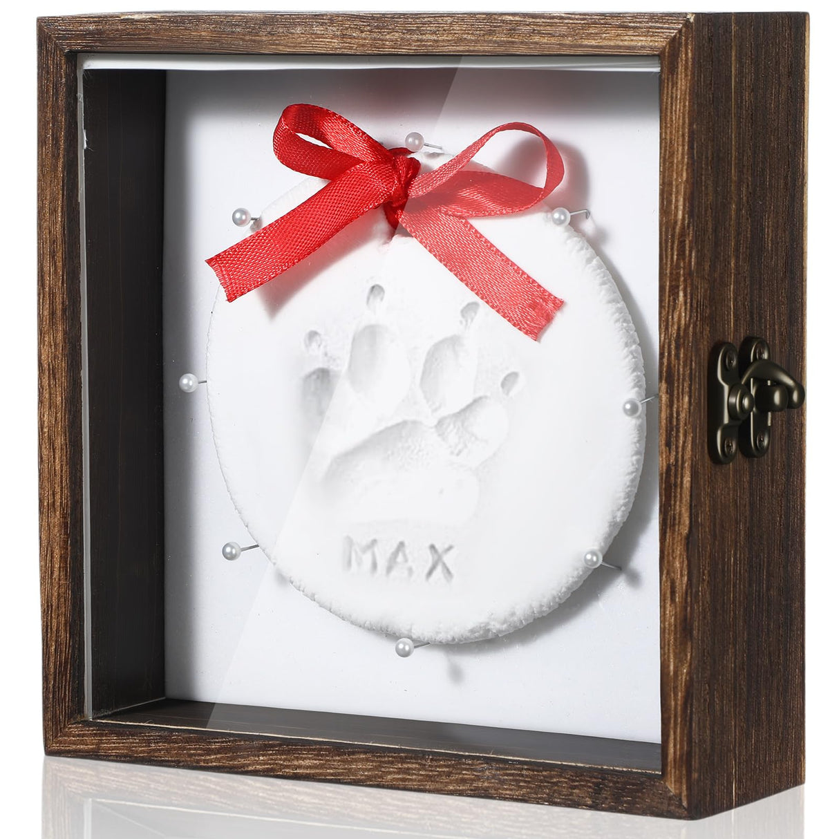 Chunful Dog Memorial Shadow Box with Paw Print Kit 5.9'' x 5.9'' Customized Clay Impression Kit Wooden Keepsake Display CasePet Christmas Ornament Gifts for Pet Lovers Dog Cat DIY Ornament Chunful