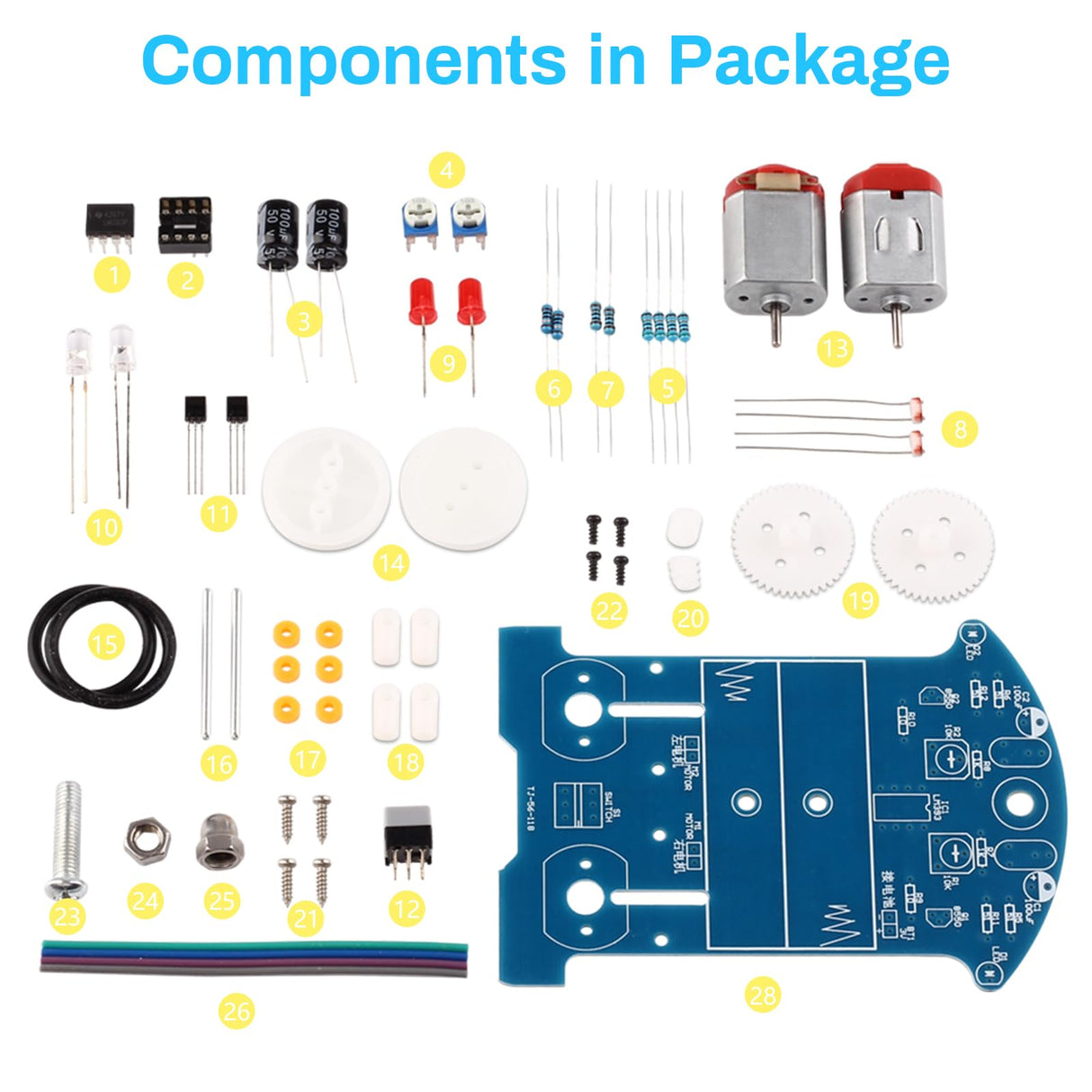 MiOYOOW Soldering Practice Kit, Line Following Robot Car Kit Beginners DIY Smart Car Soldering Project Kit for School Competition STEM Education, Learning Electronic Toys for 10+ Years Old Boys Girls MiOYOOW