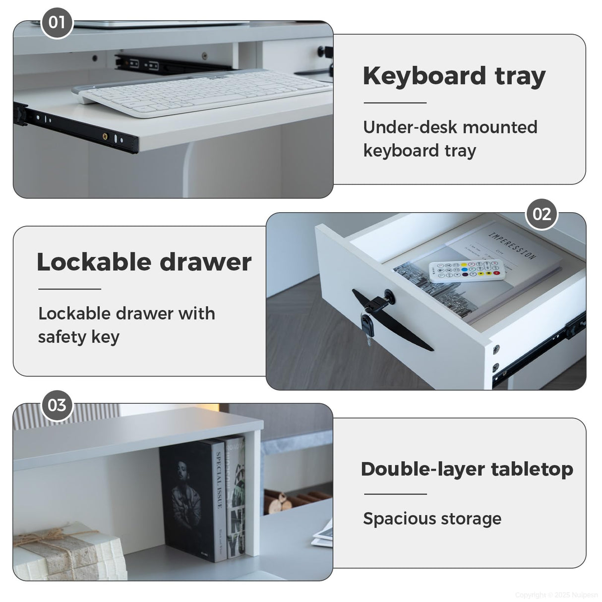 Nuipesn L Shape Reception Desk with Counter, Modern Front Desk Reception Counter with Keyboard Tray, Lockable Drawer and Storage Shelves for Office, Retail, Salon (Gray+Black/Left, 79" L*24" W*39" H) Nuipesn