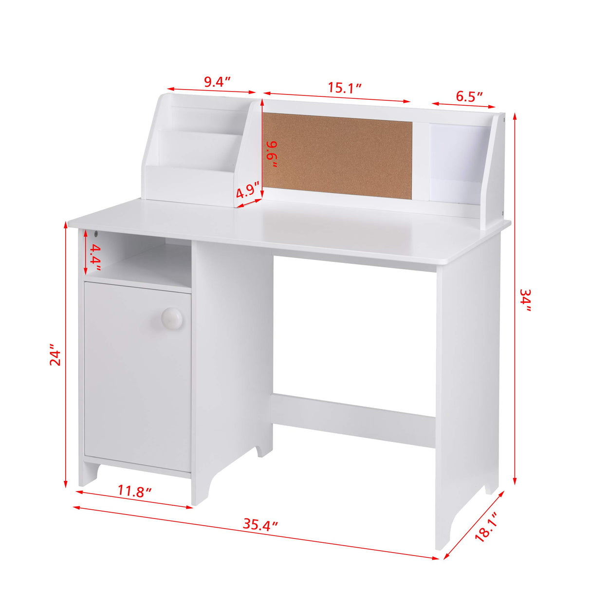 UTEX Kids Study Desk with Storage, Wooden Children School Study Table with Hutch and Storage Cabinet for 3-8 Years Girls Boys, Student's Study Computer Workstation Writing Table, White UTEX