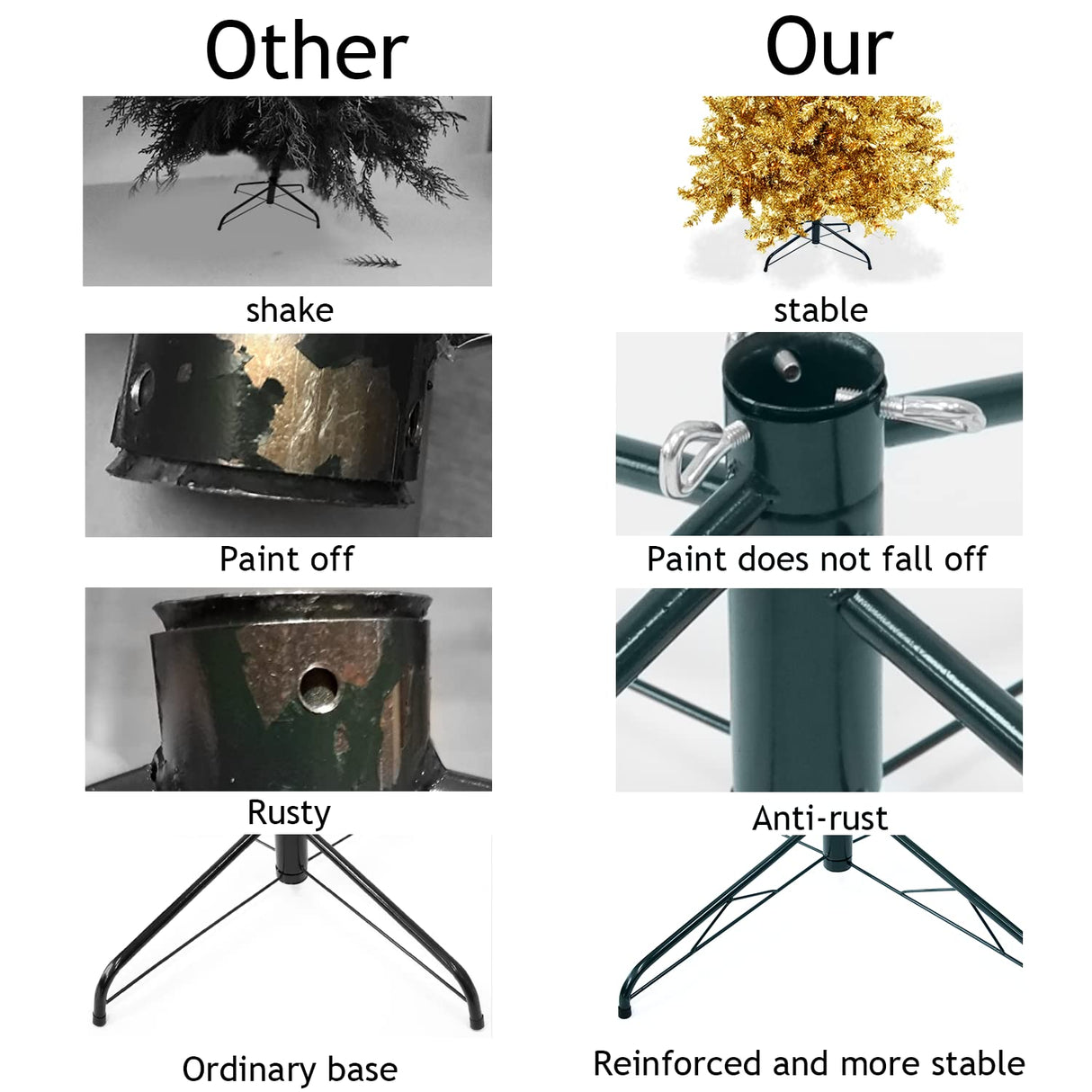 Maylai 27.6 inch Large Christmas Tree Stand for Artificial Trees, Folding Christmas Tree Base for 3 Ft to 9 Ft Artificial Trees, Fits 0.5-1.25 Inch Tree Pole,(Green) Maylai