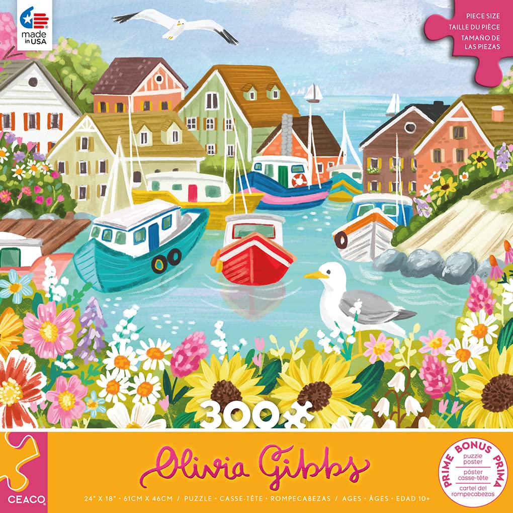 Ceaco - Olivia Gibbs - Sea Town Harbor - 300 Piece Jigsaw Puzzle Ceaco