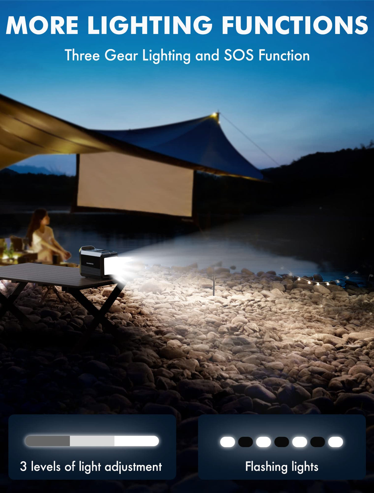 MARBERO Portable Power Bank with AC Outlet, Peak 120W/110V Portable Laptop Battery Bank, 24000mAh Charger Power Supply with AC Outlet, Power Station for Outdoor Camping Home Office Hurricane Emergency MARBERO