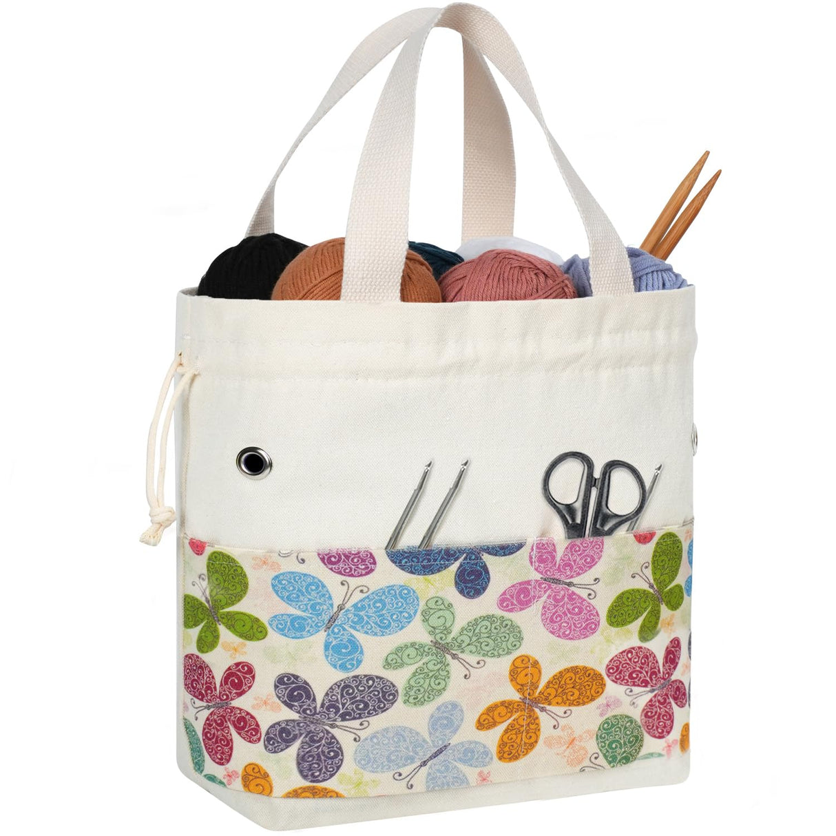 TOGETRUE Yarn Bag, Knitting Crochet Tote Bag, Yarn Storage Bags Organizer, Crochet Bags for Crocheting Project, Store Skein Ball, Short Knitting Needle (Butterfly) TOGETRUE
