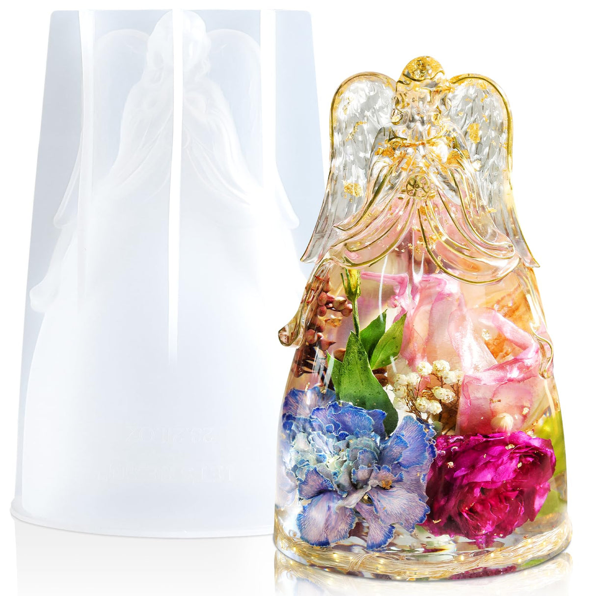 LET'S RESIN Angel Figurines Resin Epoxy Molds, Large Angel Silicone Molds for Preserved Flowers, Birthday Gifts for Women LET'S RESIN