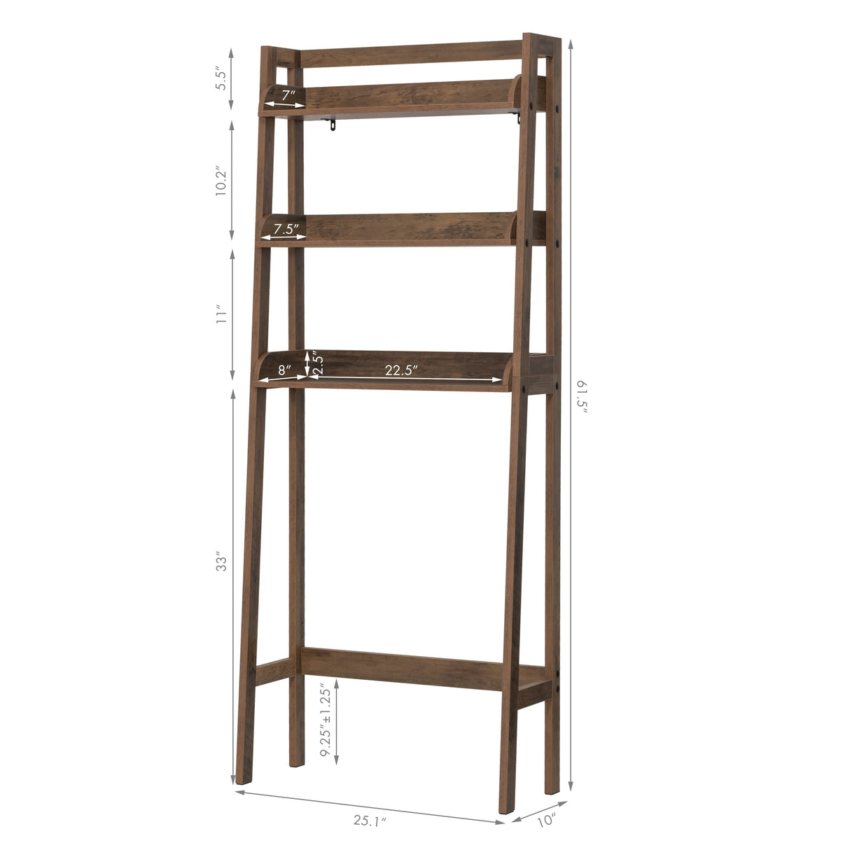 UTEX 3-Tier Over Toilet Storage Shelf - Stylish Wood Grain Bathroom Organizer UTEX