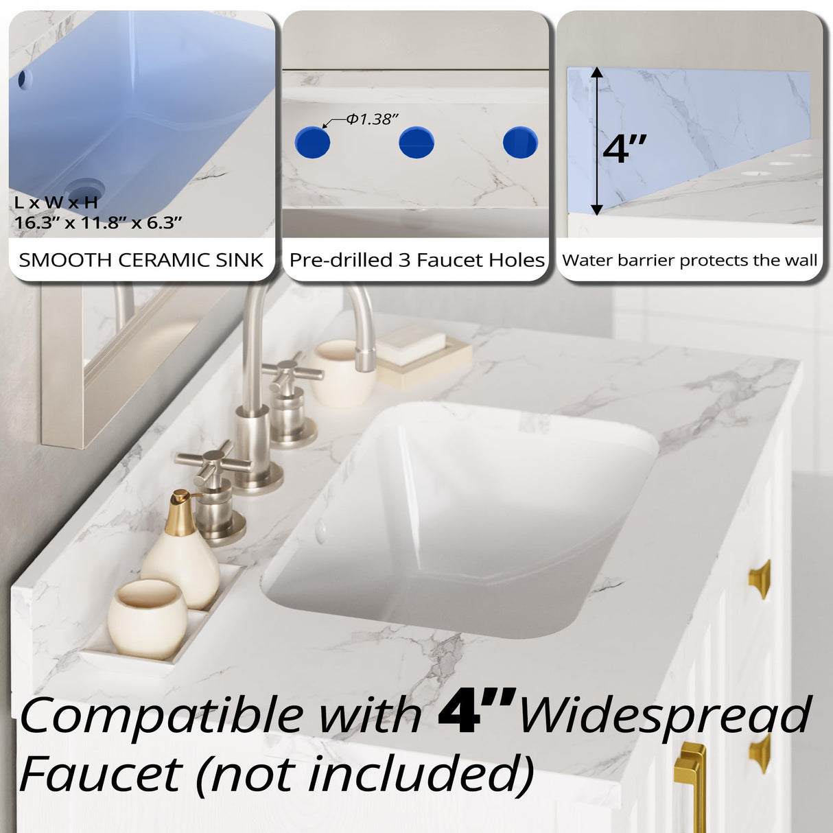 IRONCK Bathroom Vanity with Sink, 30" Bathroom Cabinet with 2 Drawers and Storage, Modern Bathroom Vanity Set, Easy Assembly IRONCK