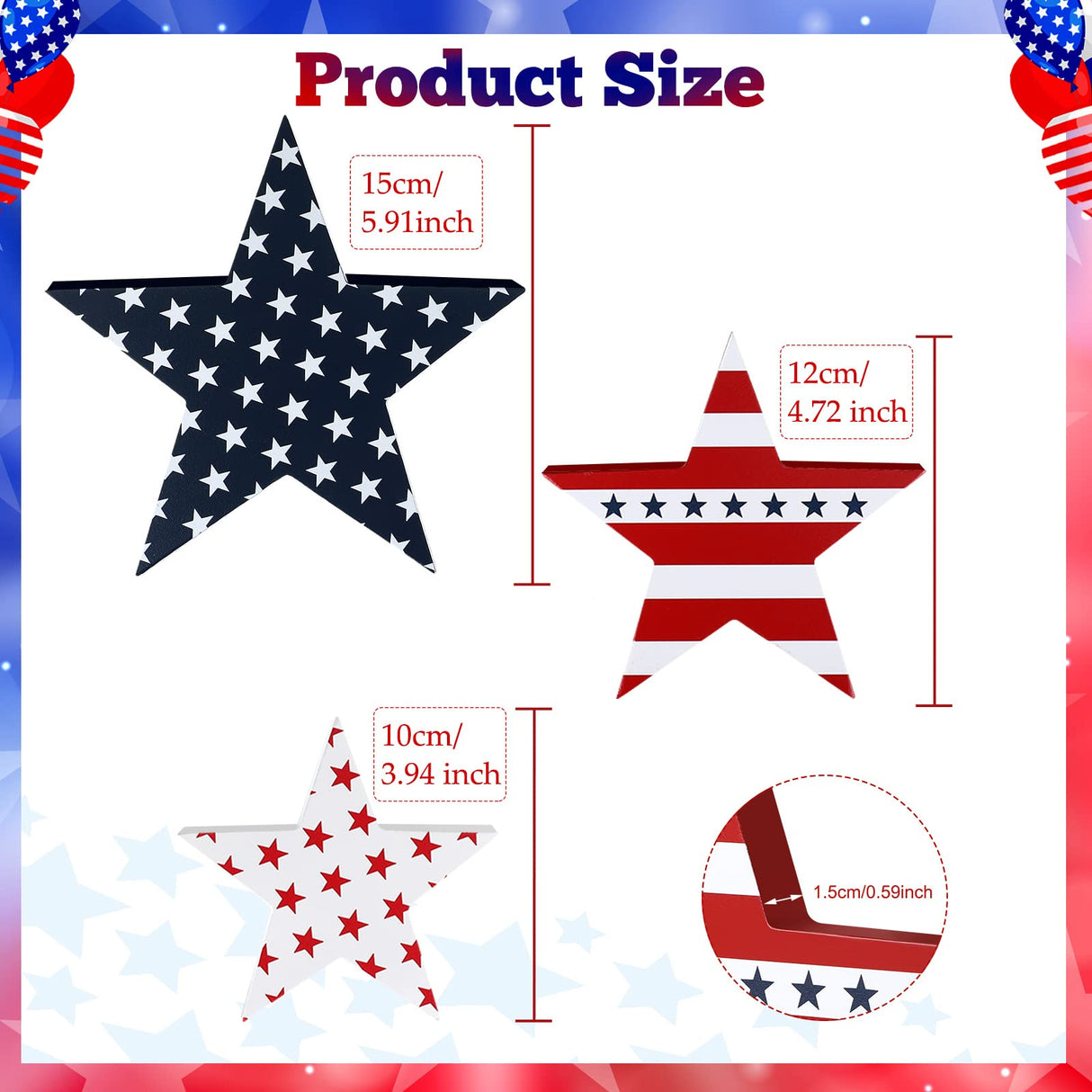 Chunful 3 Pcs Memorial Day Wooden Table Signs Independence Day Table Decor Patriotic Freestanding Double Side Sign Farmhouse Wood Block for 4th of July Home Party Supplies Chunful