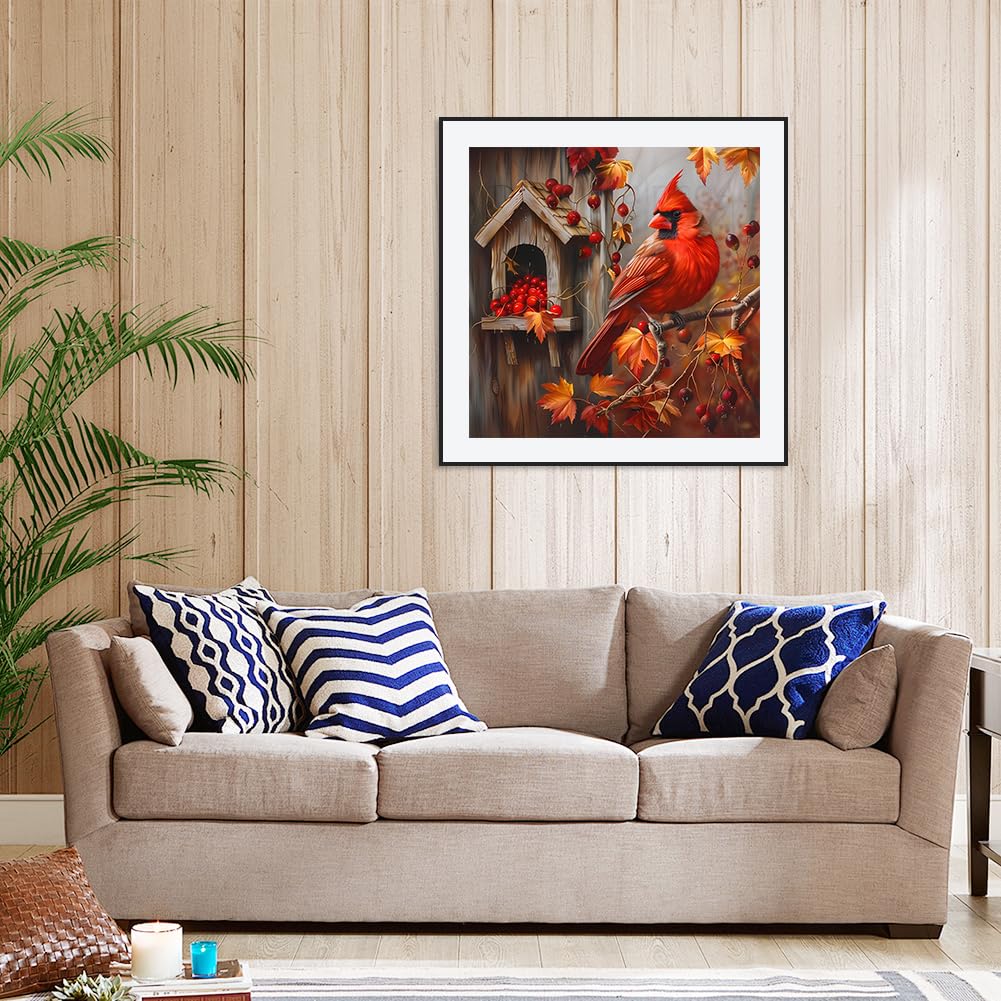 WSLWXSHM Diamond Painting Kits for Adults Cardinal, Round Full Drill Diamond Art Kits, 5D DIY Paint with Diamonds Crafts for Home Wall Decoration Gifts 12×12Inch, Bird WSLWXSHM