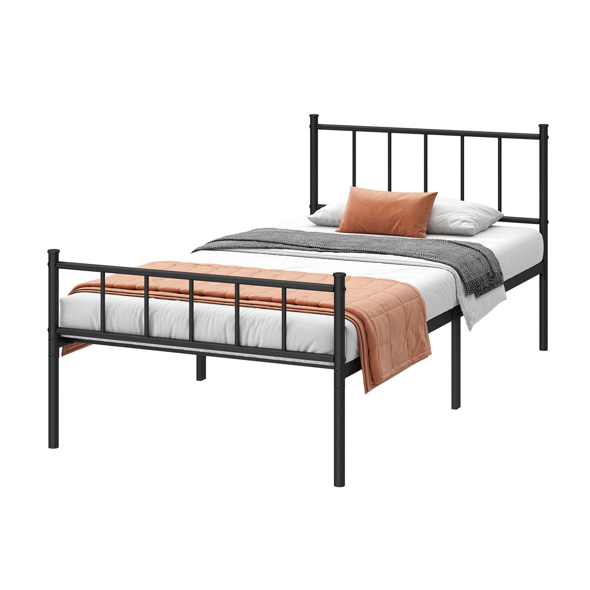 DIIYIV Twin Bed Frame-Classic Metal Platform Bed Frame,Mattress Foundation with Steel Slat Support,Under Foundation Storage,No Box Spring Needed, Easy Assembly, Twin Size DIIYIV