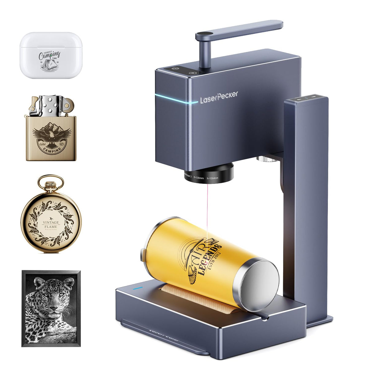 LaserPecker 3 Laser Engraver for Metal & Plastic Marking, 1064nm Pulsed Infrared Laser Engraving Machine with 800 mm/s High Speed Marking - with Versatile Electric Roller LaserPecker