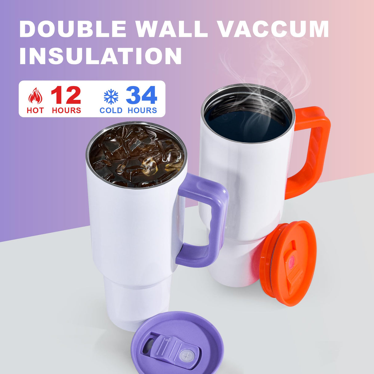 FECBK 40oz Sublimation Tumbler with Handle and Straw, Leak-Proof Insulated Tumblers Bulk Keeps Cold for 34 Hours, Stainless Steel Double Wall Vacuum Insulated Sublimation Blank, Mint, 4 Pack FECBK