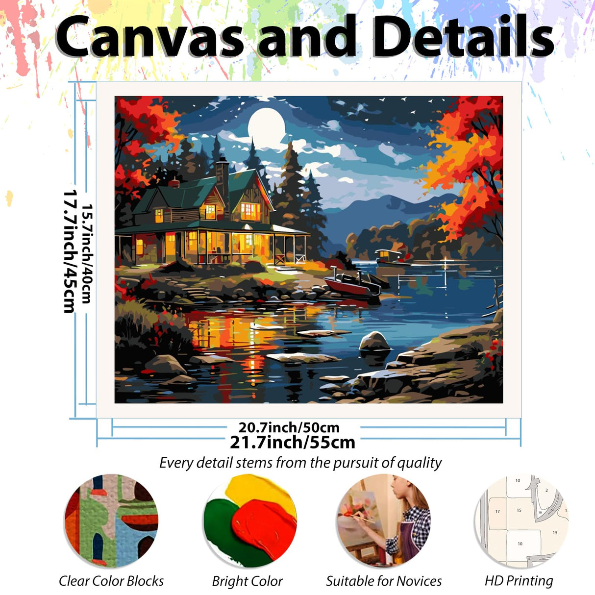 Landscape Paint by Numbers Kit for Adults, Landscape Paint by Number for Adults Beginners, DIY Crafts Painting by Number for Gift Home Wall Decor 16x20 inch hkejoi