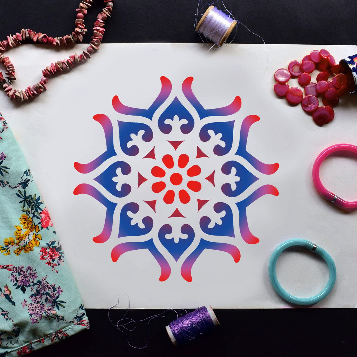 64 Pieces Stencils for Painting, Small Reusable Mandala Dot Stencil, Art Craft Template for Painting on Wood, Wall, Fabric, Rock, Chalkboard, Sign, DIY Art Scrapbook Projects(Mandala) eageus