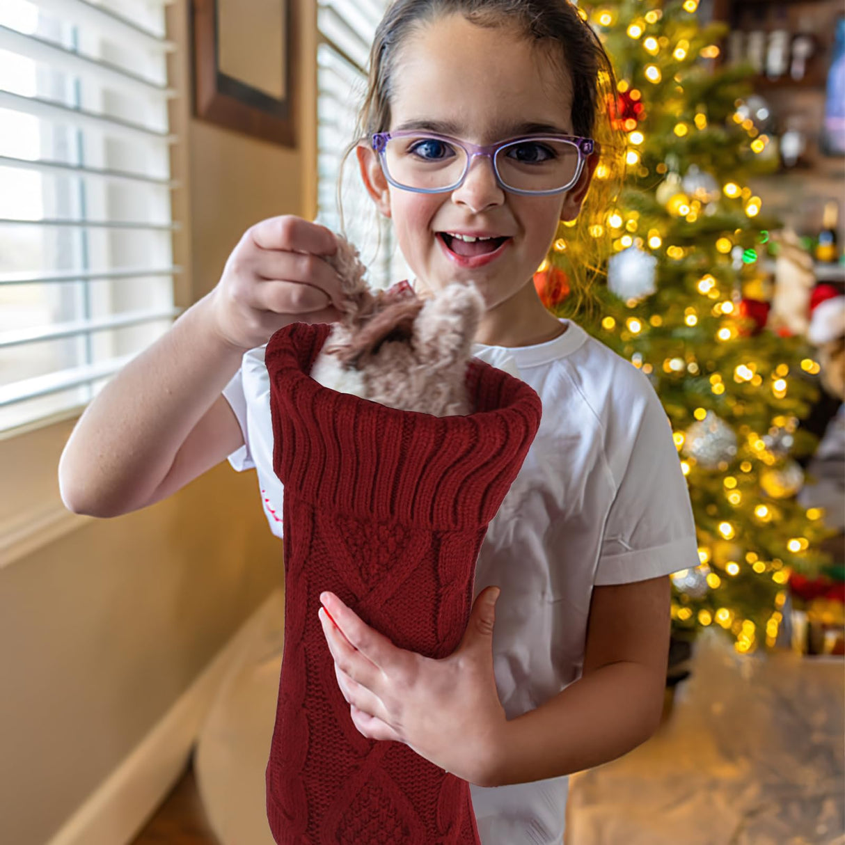 2 Pack Christmas Stockings, 18 Inches Large Cable Knitted Xmas Stocking for Fireplace, Christmas Tree, Holiday Party Decorations Hoiny