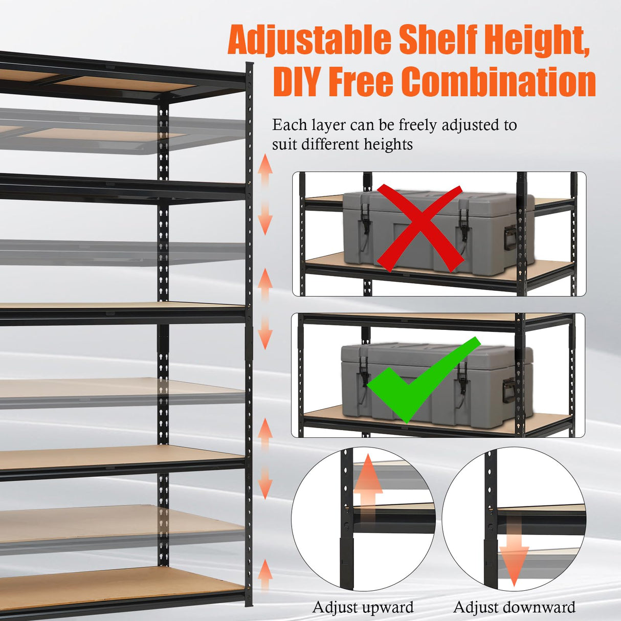 EliteEdge Heavy Duty Garage Shelving Units,5-Tier Adjustable Storage Shelves,36x24x72in,Loads 3000 LBSS,Adjustable Garage Storage Shelving, Metal Storage Utility Racks Shelf Unit EliteEdge