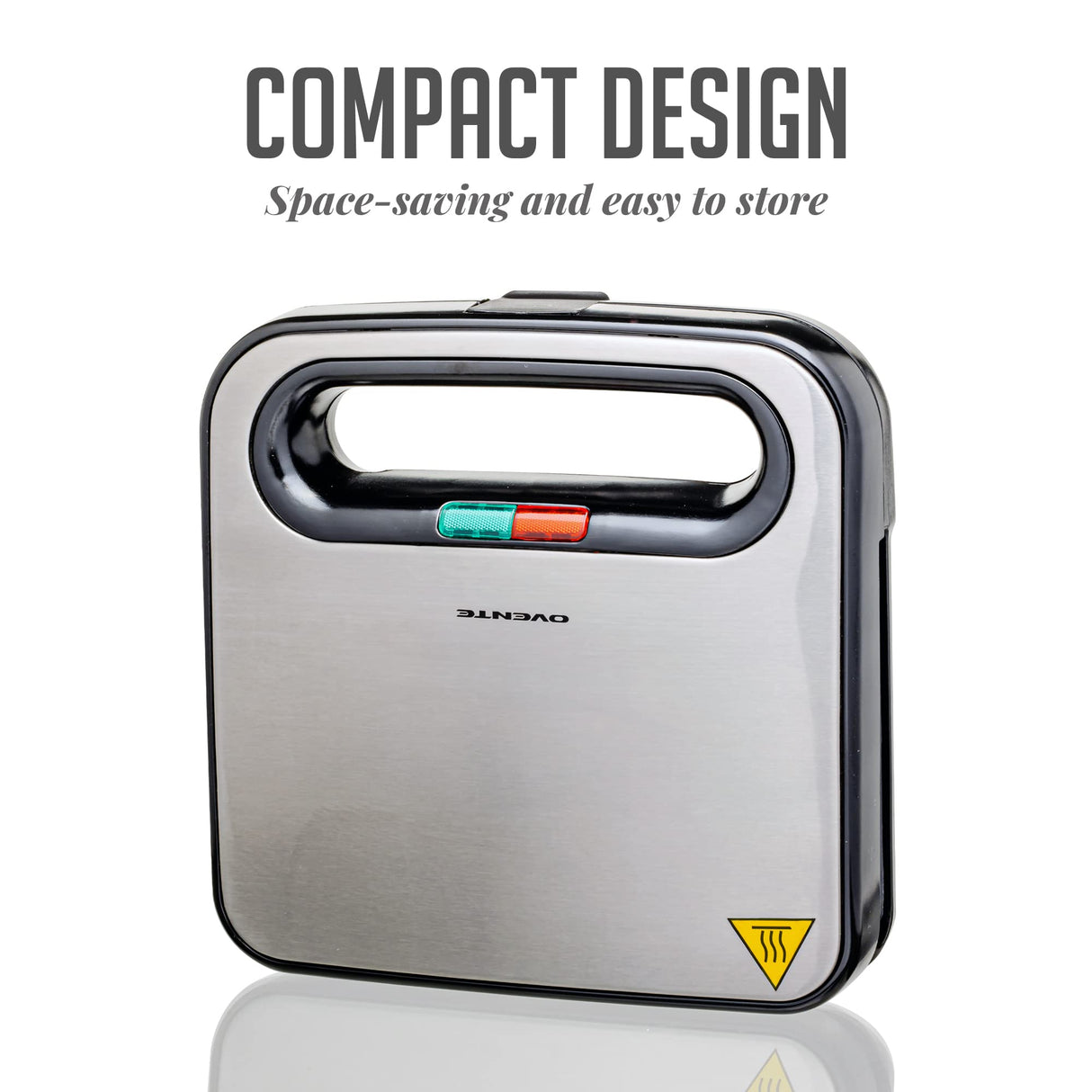 OVENTE Electric Panini Press Grill with Nonstick Plates, LED Indicator Lights, Thermostat Control, Cool Touch Handle, Compact Sandwich Maker Perfect for Cooking Breakfast, Snacks & More, Black GP0401B OVENTE