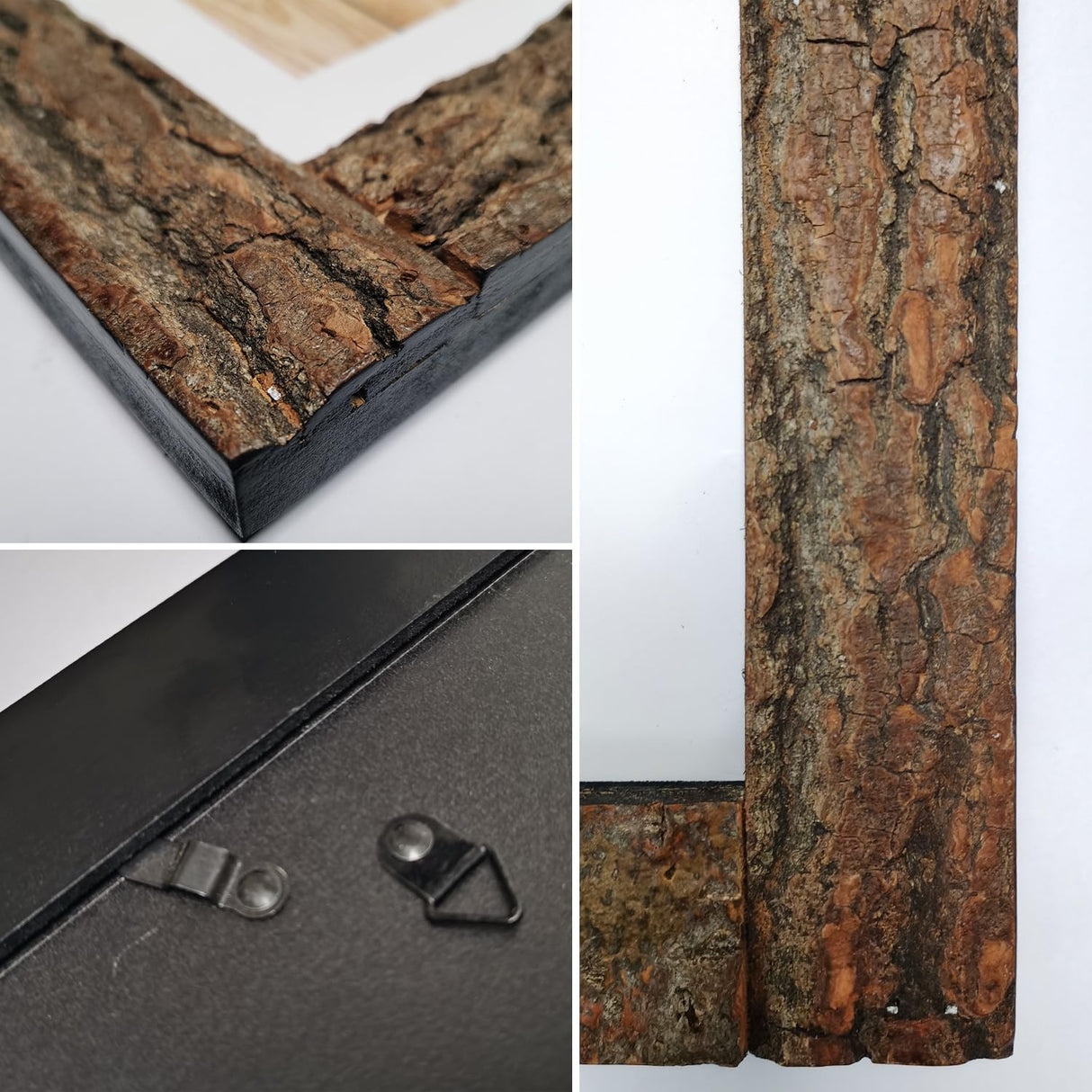 IKEREE 8x10 Rustic Picture Frames with Real Bark, Made of Natural Wood and Real Glass, Display Pictures for Tabletop or Wall Mounting. IKEREE